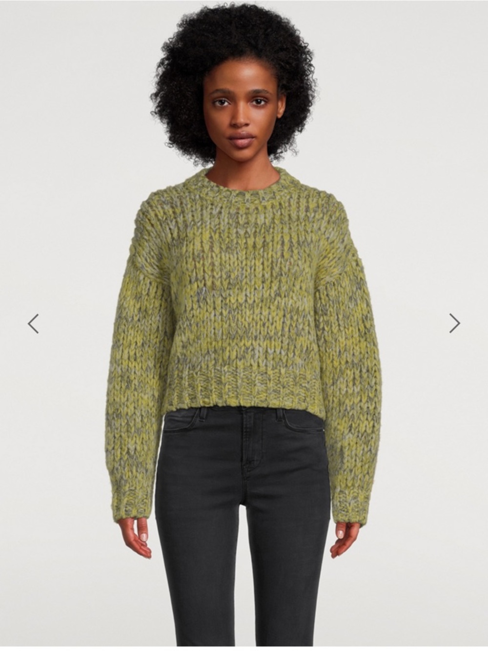 Frame Denim Marl Cropped Sweater In Flash Lime Multi